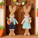 Glintoper 2 Pack Easter Decorations Standing Bunny with Stretchable Legs, 21" to 26" Brown Rabbits Couple Figurine, Party Favor Photo Props Gifts for Office Kitchen Farmhouse Front Door Spring Home, Brown