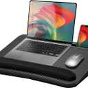 HUANUO Lap Laptop Desk - Portable Lap Desk with Pillow Cushion, Fits up to 15.6 inch Laptop, with Anti-Slip Strip & Storage Function for Home Office Students Use as Computer Laptop Stand - Black (Medium)