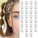 Star Hair Clips 2000s Y2K Snap Hair Barrettes Non Slip Star Hair Accessories Silver Metal Hair Clips for Girls Women -30 PCS 1.18"
