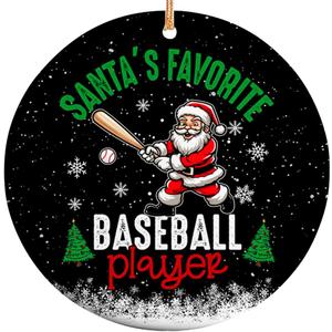 5 x 2025 Christmas Ornament - Santa's Favorite Baseball Player Ceramic Ornament, Tree Decor Gifts for Baseball Player, Gift-Ready Keepsake for Baseball Enthusiasts, Family, Friends