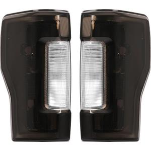 HECASA Pair Tail Light Compatible with 2017-2019 Ford F250 F350 F450 Super Duty Pickup Truck Replacement for FO2800256 FO2801256 Tail Rear Lamp w/o Blind Spot Smoke Lens Chrome Housing LH&RH