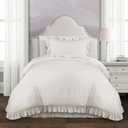 Lush Decor - Comforter Set, Soft Ruffled Bedding with Matching Sham, Cozy Essentials, Elegant Bedroom Decor (Reyna White, Twin XL)