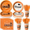 Graduation Party Supplies Decorations Serve 50, 2026 Graduation Party Plates and Napkins Set, Orange Disposable Paper Plates Napkins for College High School Graduation Congrats Grad Party Supplies