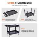 VEVOR Utility Service Cart, 2 Shelf 550LBS Heavy Duty Plastic Rolling Utility Cart with 360 Swivel Wheels (2 with Brakes), Large Lipped Shelf, Ergonomic Storage Handle for Warehouse/Garage/Cleaning