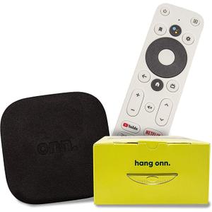 ONN Android TV 4K UHD Streaming Device with Voice Remote Control Google Assistant & High Speed HDMI Cable (100026240) Black