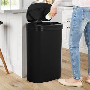 Yewuli 13 Gallon Trash Can | 50L Sensor Automatic Kitchen Trash Can with Lid | Touchless Garbage Bin Odor-Control for Kitchen, Office, Bedroom, Living Room (1 Pack, Black)