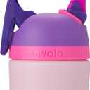 Owala Kids Flip Insulated Stainless-Steel Water Bottle with Straw and Locking Lid, 14-Ounce, Purple/Pink (Bunny Business)