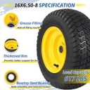 GICOOL 16x6.50-8 Tubeless Tire and Wheel, 16x6.5-8 Lawn Mower Tires, 3"-4.5" Offset Hub, 3/4" or 5/8" Bearing, Universal Fit Riding Mower and Garden Tractor Front Wheel, 4 Ply, S-Turf Pattern, 2 Pack