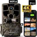 Trail Camera, Real 4K/30FPS 60MP Digital Game Camera, Wi-Fi 6 High Speed Download, 0.1s Fast Trigger Wildlife Motion Camera, Night Vision, IP66 Waterproof, Trail Cam for Hunting