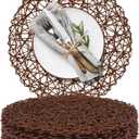AHHFSMEI Paper Braided Round Placemats Set of 12 Natural Non-Slip Heat Resistant Table Mats for Dining Tables Woven Indoor & Outdoor Place mats(Coffee,12), 13 inches