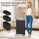 LASZOLA 5 Drawer Narrow Dresser Slim Cabinet Skinny Storage Tower Chest, Ideal for Small Spaces Bathroom, Between Washer and Dryer, Lightweight Mobile on Wheels, Sturdy Fabric Drawers, Black