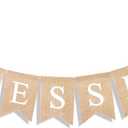 Uniwish Blessed Burlap Banner Easter Baptism Decorations Garland for Home Fireplace Dcor Vintage Rustic Hanging Sign Party Supplies