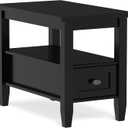 SIMPLIHOME Warm Shaker 14" Wide Solid Wood Square End Table in Black