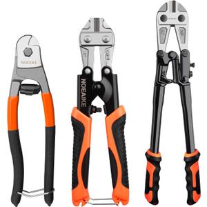 3-Pack Bolt Cutters Set,14" Heavy Duty Bolt Cutter,8"Small Bolt Cutter,8"Wire Cutter,Forged T8 Steel Blade Cutters for Chain/Metal/Screw/Rivet/Fence/Steel Wire with Rubber Grip Handle