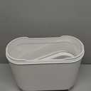 Bathroom Trash Can with Lid 3.2 Gallon Narrow Trash Can Small Plastic Trash Bin 12 Liter Rectangular Plastic Garbage Can with Press Type Lid for Bedroom Bathroom Milk White