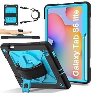 for Samsung Galaxy Tab S6 Lite Tablet Case 10.4 inch 2024/2022/2020, 360 Rotating Stand Heavy Duty Shockproof Silicone Case for Galaxy Tab S6 lite (SM-P620/P625/P610/P613/P615/P619), Navy Blue