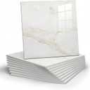 10pcs Marble Peel and Stick Backsplash Waterproof Washroom Wall Panels, Peel and Stick Tile, PVC Foam Wall Panels for Kitchen, Bathroom - 11.8"x11.8"Kitchen Tile (White and Yellow,9.7 Sq.ft)