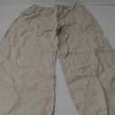 Amazhiyu Womens Pure Linen Summer Drawstring Flowy Wide Leg Pants with Pockets (X-Large, Flax)