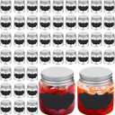 2oz Mini Mason Jars with Silver Lids, 48 Pack Clear Glass Jars Ginger Shots Bottles and 48 Pcs Labels,Glass Spice Jars,Small Mason Juice Bottles for Jam, Honey, Wedding Favors,Shower Favors