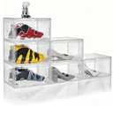 Clear Shoe Box Plastic Stackable Upgraded Pack Shoe Storage Box Organizer with Clear Large Magnetic Door for Display Sneakers Easy Assembly, White