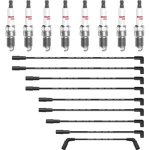 Iridium Spark Plugs & Spark Plug Wires for Chevy 5.7L 4.3L 5.0L, 41-993 SparkPlugs for SILVERADO 1500 Tahoe Compatible with GMC S10 PICKUP BLAZER 19256067, 9718Q