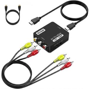 BD&M AV to HDMI Converter, RCA to HDMI, 1080P Mini RCA Composite CVBS Video Audio Converter Adapter Support PAL/NTSC for TV/PC/ PS3/ STB/Xbox VHS/VCR/Blue-Ray DVD Players