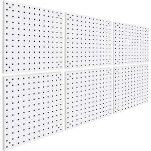 6 Pack Steel Peg Board,Universal 1/8 and 1/4 Pegboard Accessories,Ideal for Garage Tool Storage, Office Organization, Craft Room, Kitchen etc. (White, 6-12X12)