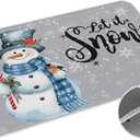 Christmas Snowman Doormat Rugs Outdoor/Indoor Let It Snow Winter Holidays Non-Slip Entrance Welcome Matt for Front Door/Bathroom/Kitchen/Bedroom/Patio/Entryway Mats,20"x31.5", Grey White Snowflakes
