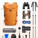 Blue Quartz Hiking Backpack 30L Lightweight Packable Backpack for Travel, Water Resistant Foldable Daypack for Women Men, Orange