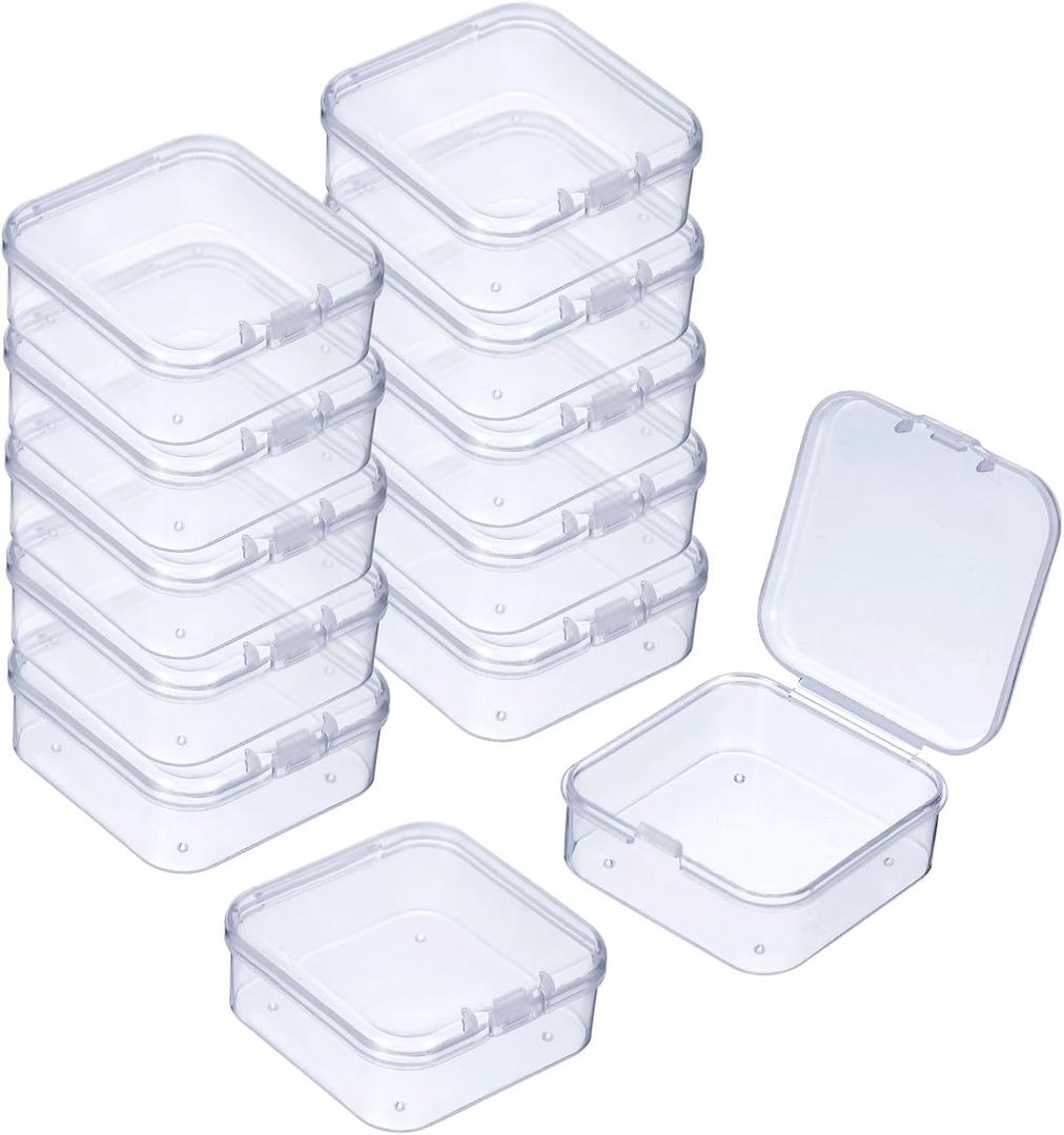 uxcell 72Pcs Clear Small Plastic Beads Storage Containers with Lids, Square Anti-Oxidation Jewelry Storage Boxes for Small Items Craft, Beads, Ear Studs, Necklaces(2.22.170.79In)