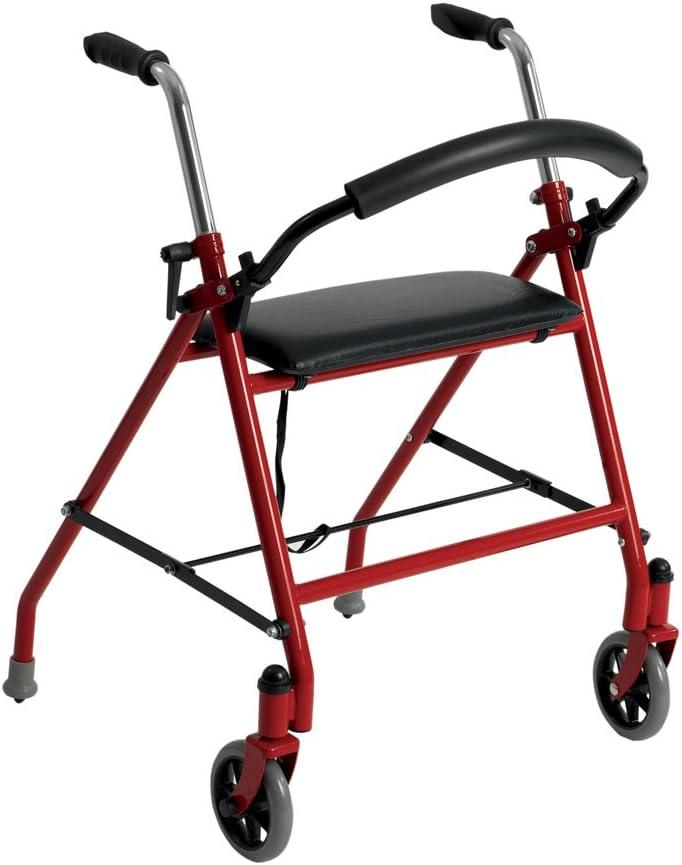 Drive Medical 1239RD Foldable Rollator Walker with Seat, Red, 1 Count (Pack of 1)