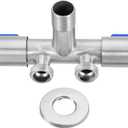 uxcell 2 Way Garden Hose Splitter, Stainless Steel 1/2" Heavy Duty Water Hose Connector Pipe Hose Adapter Faucet Adapter for Water Pipes Washing Machine Tap Shunt, Blue