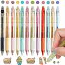 12PCS Cute Glitter Erasable Gel Pens, Multicolor Fine Point 0.7mm, Retractable, for Journaling, Drawing, Note Taking