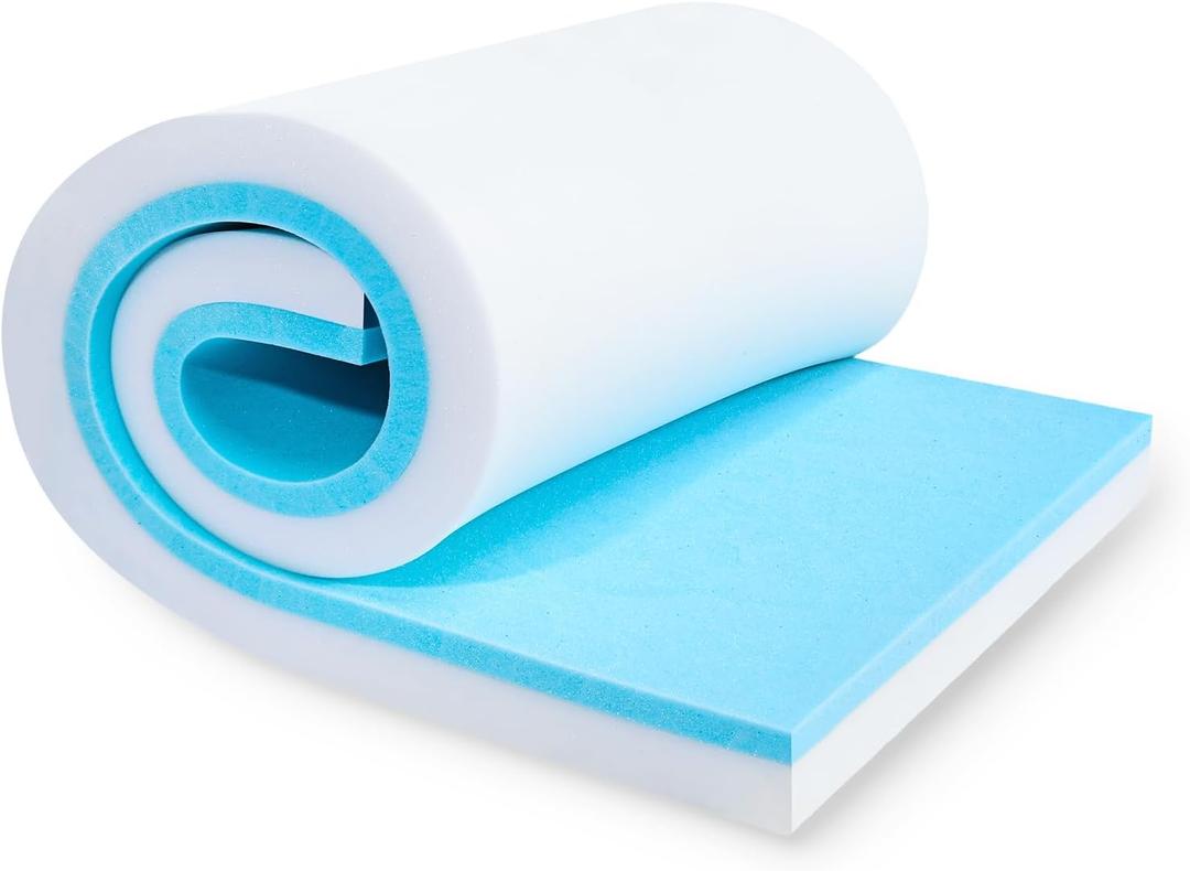Upholstery Foam, 72" x 24" x 2" High Density Gel Memory Foam Padding Couch Cushion Support, Cut to Size Foam Replacement Pad for Sofa Sag Support