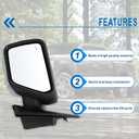 Left Driver Side Mirror Compatible With 2021-2026 Ford F150 With Manual Folding Power Glass Heated Blind Spot Turn Signal Light Matte Black Replace#ML3Z17683TA (9Pins)