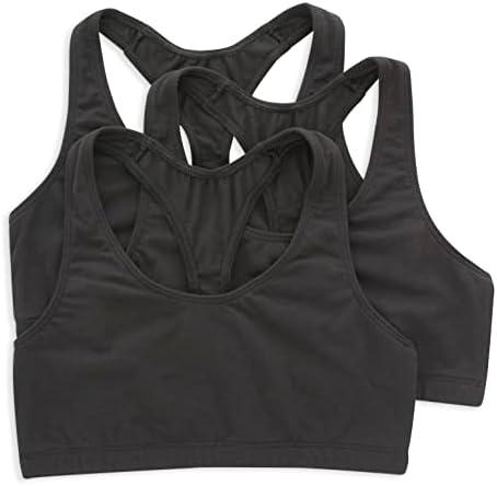 Hanes Women's Racerback Cotton T-Back Bralette (3 Pack) 2XL Black