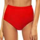Bellecarrie Women's High Waisted Bikini Swim Bottoms Full Coverage Tankini Swimsuit Bottoms Dance Briefs (Medium, Red)