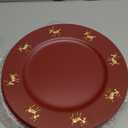 Omuriko Christmas Reindeer Red Charger Plates Set of 6, 13" Plastic Chargers for Dinner Plates, Christmas Party Banquet Serveware Supplies XL12R