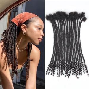 12 inch 30 Strands Loc Extensions Human Hair Curly Ends 0.4cm Width Dreadlock Extensions 100% Permanent Human Hair Loc Extension with Curly Ends Natural Black Curly Locs