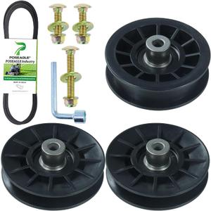 2 Pack 532194326 Idler Pulley with 532194327 Idler Pulley 532130969 V Belt Replaces 194326, 194327 for Husqvarna LGT 2654, YTH 1542 XPT, YTH 20 K 46, YTH 2348, YTH 2454, LGT 2554 Ride Mowers