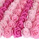 100pcs Pink Foam Roses Heads,3inch Blush Faux Flowers Artificial Rose Stemless Fake Flower Bulk for DIY Floral Crafts,Cake Decoration Wedding,Baby Shower Flower Centerpieces(Shades of Pink)