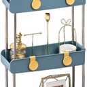 Melody House 3-Tier Slim Mobile Shelving Unit on Wheels, Slide Out Rolling Bathroom Storage Organizer, Utility Carts Shelf Rack for Kitchen Bathroom Laundry Room Narrow Places, Navy Blue