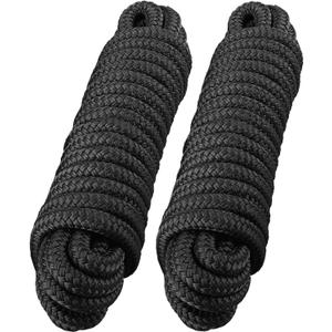 2 Pack 1" x 35' Double Braid Nylon Boat Dock Lines with 24" Loop - Marine Grade 1 Inch Dock Lines for Heavy Duty Mooring