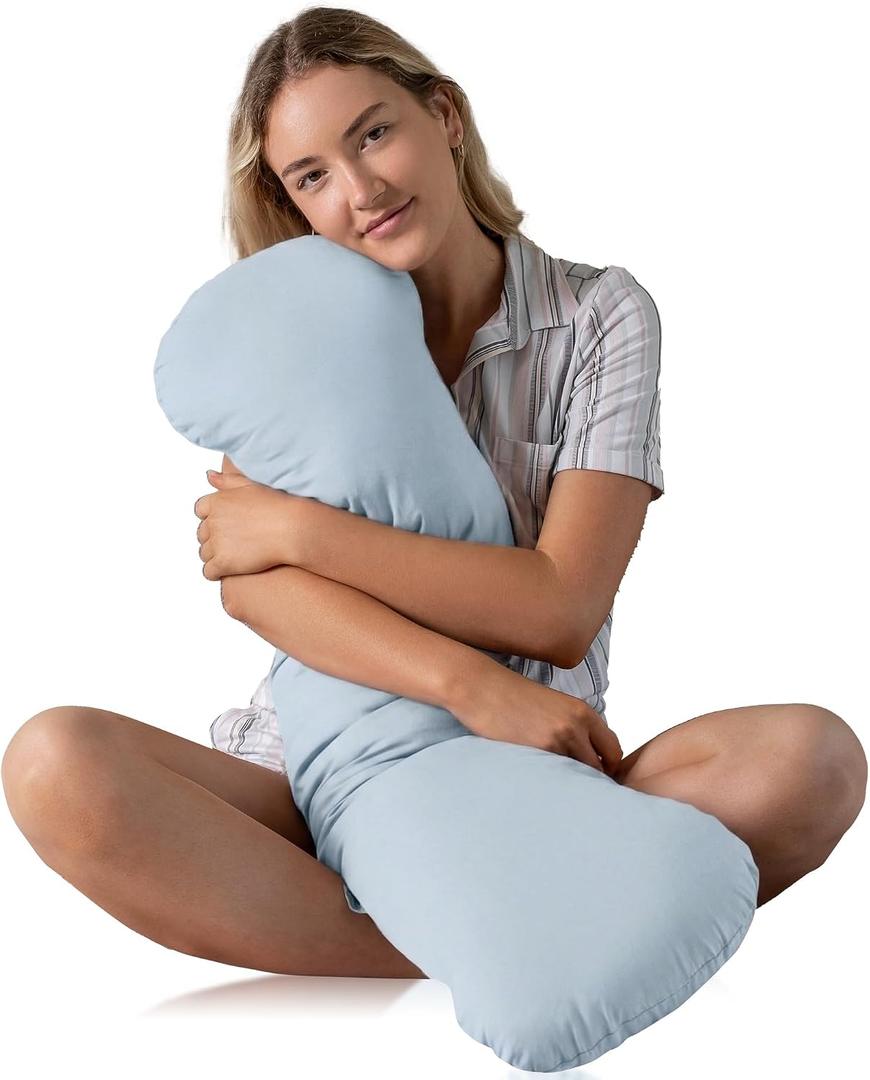 SleepCloud Weighted Body Pillow 6.5lbs - Weighted Pillow for Deeper Sleep (41 x 10) - Cooling Body Pillows for Adults, Side Sleeper Body Pillows with Cover (Arctic Blue)