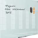Magnetic Dry Erase Board - Frameless Glass White Board 48 x 36 Inches, Wall Mounted for Office, Home & School