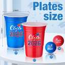 Chuangdi 30 Pieces Graduation Party Game Set 16 oz Blue and Red Class of 2026 Plastic Cups with 8 Pcs Congrats Grad Balls for 2026 Graduation High School College Grad Game Party Decorations Supplies