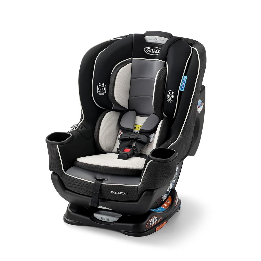 Graco Extend2Fit Convertible Car Seat, Rear and Forward Facing Car Seat with Adjustable Extension Panel for Extra Legroom, Great Gift for Baby Shower or Baby Registry, Gotham, Manufacturing Date 01/08/2026