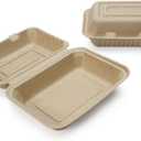 100% Compostable Disposable Food Containers with Lids [9X6 500 Pack] Eco-Friendly Take-Out TO-GO Containers, Heavy-Duty, Biodegradable, Unbleached by Earth's Natural Alternative