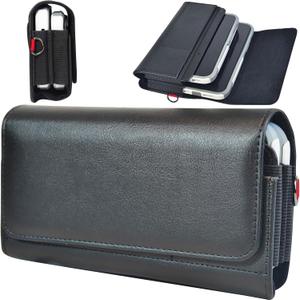 2 Cell Phone Holster Pouch Leather Case with Belt Clip Holder for iPhone 16pro max,16 Plus,15pro max,15plus,14pro max,14plus,Galaxy S24 23 S22 Ultra(Fits with Otterbox Case) (Medium)