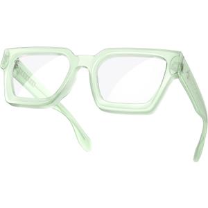 VISOONE Enhanced Version Rectangle Chic Preppy Look Blue Light Blocking Glasses for Women Men RIVER-LIGHTER (Mint Coctail Green)